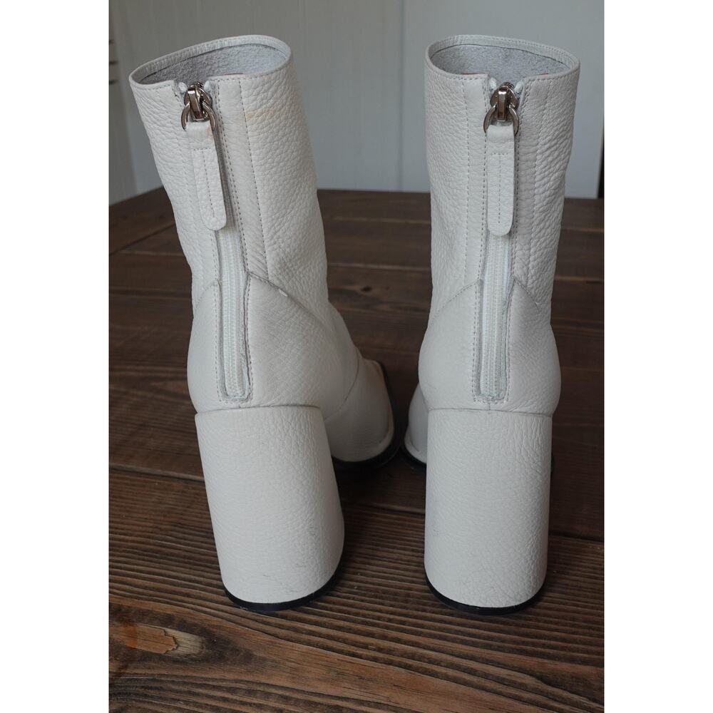 Alias‎ Mae Boots Womens Size EU 38 White Leather Ankle Block Heel Square Toe Zip - Picture 5 of 10